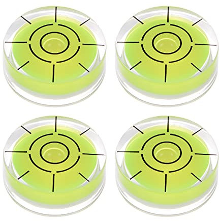 sourcing map Runde Wasserwaage, 32 x 12 mm, runde Mini-Wasserwaage, für Nivellierkamera, Stativ, Teleskop, Werkstatt, Plattenspieler, Limette, 4 Stück