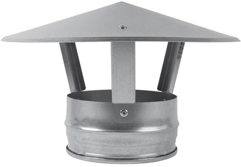 Vent Systems 125 mm / 5 Inch Galvanized Steel Roof Vent Cowl - Pipe Cap for All-Seasons - Stove Pipe Cover with Hat - Pipe Top for Chimney, Stove, Fireplace, Boiler - Rain Protector - Pipe Insulation