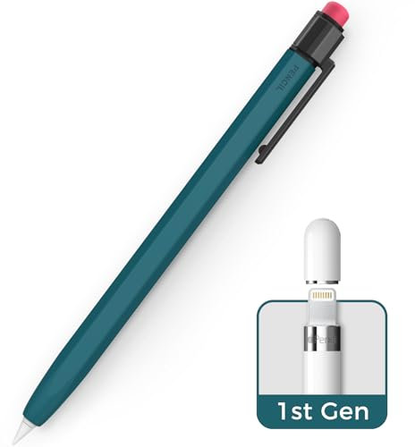 TRONWIN Custodia per Apple Pencil 1° generazione in silicone antiscivolo Apple Pencil 1 Custodia classica con clip stabile compatibile con Apple Pencil 1° generazione (verde profondo)