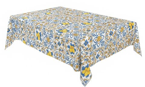 Galeone - Biancheria e Tessuti Tovaglia Plastificata [COLORATA] Antimacchia - Antigraffio - Impermeabile - da Esterno e Interno - con Motivi Decorativi | Larghezza Standard 140 cm