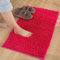 Reyox Badematte Hochflor Chenille rutschfest Vorleger Waschbar Badteppich Badezimmer Wasserabsorbierenden Fuchsie 70 x 140 cm
