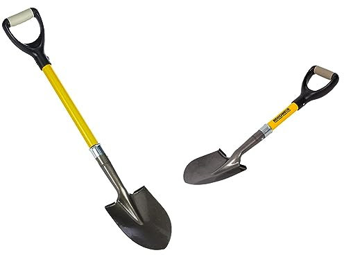 Roughneck ROU68010 Round Pointed For Digging Mini Shovel 880mm/34½ & ROU68004 Round Micro Shovel 150x690mm/6x27'', Black