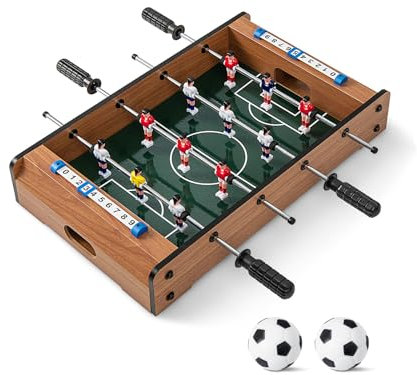 DREAMADE Mini Tischkicker aus Holz, Fußballtisch mit 12 Kicker und 2 Kickerbälle, Kickertisch für Kinder & Erwachsene, 51 x 30,5 x 9 cm
