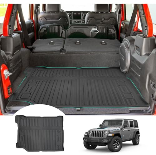 GAFAT J eep Wrangler JL 4XE Plug-in Hybrid 2021-2024 2025 Kofferraummatte, Leicht zu Falten, Wrangler 4xe TPE Allwetter-Kofferraumwanne, Original 3D Scannen Hohe Kante Multifunktion, Wrangler Zubehör