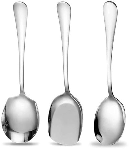 GWAWG 3 cucharas grandes de acero inoxidable con asas largas, para servir sopa, cocinar y uso en restaurantes