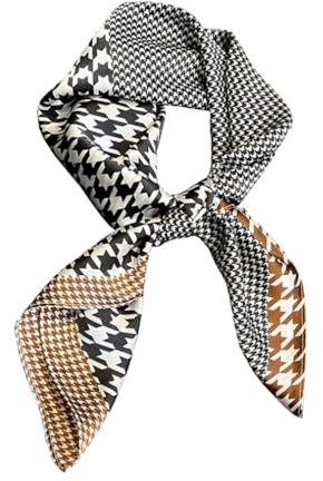 JERLA Damen Jasilk Seidenschal, Schwarz-Weiß-Hahnentritt, 26.7”X26.7”