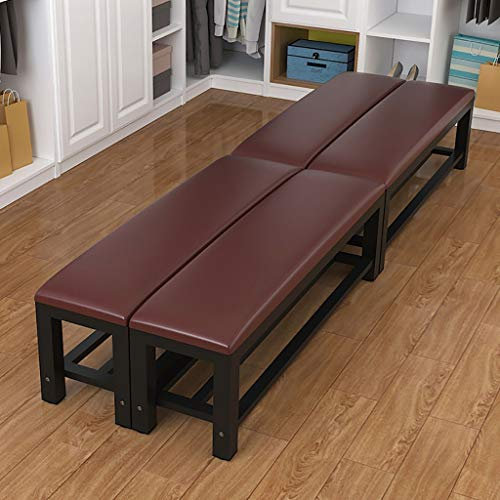 CUNTO Langer Hocker Schuhwechselbank Sofahocker Betthocker Badezimmer Fitnessraum Umkleideraum Restaurant Einkaufszentrum Ruhe Lange Bank (Farbe: Braun/4 Stück, Größe: 120 * 35 * 45 cm)
