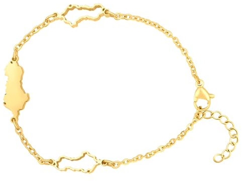 d'origine Albanien Landkarten Armband Silber Unisex Damen Herren, Albanischer Schmuck, Albanisches Armband, Albanien Flaggen Schmuck