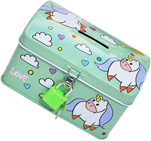 Unicorn Piggy Bank Key Safe Safes for Kids Boys Adult Tiys Change Jar Tinplate Coin Animal Piggy Bank Girl Bookshelf Decor Cartoon Piggy Bank Metal Child Porcelain Jar Iron