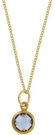 Made by Nami Minimalistische Halskette mit Edelstein Anhänger Filigrane Goldkette 40 + 5 cm Länger (Blau)