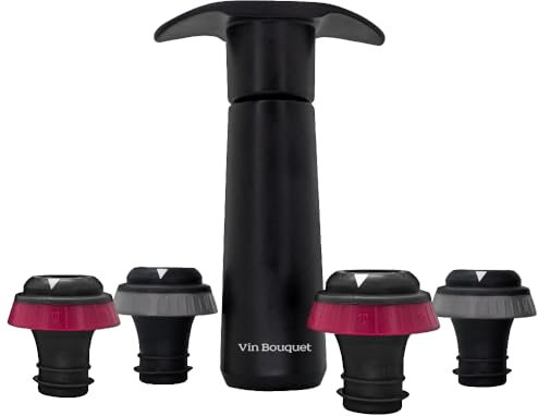 VB VIN BOUQUET FIC 1307 Pompe à Vide Manuelle avec Indicateur Sonore, Inclut 4 Bouchons avec Indicateur de Date