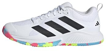 adidas Women's Court Team Bounce 2.0 Shoes, Cloud White/Core Black/Lucid Lemon, 7.5 UK
