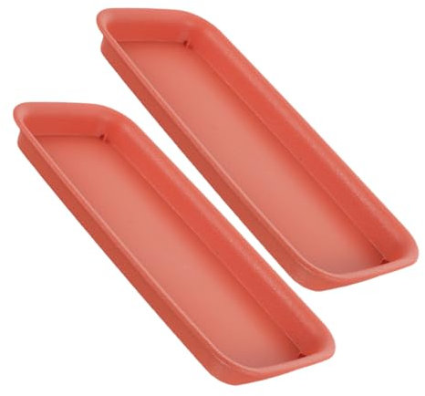 OFFSCH Rectangular Plant Drip Tray and Water Catcher for Flower Pots 2pcs Brick Red Plant Saucer Set for Indoor and Outdoor Gardening Sturdy Plastic Pot Tray for Bonsai and