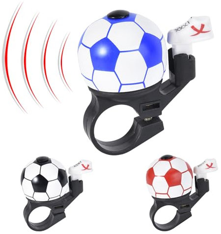KASESSS 3 Stück Fahrradklingel Fußball, Laut Klingel Fahrrad, Kreativ Fahrrad Klingel, Lustig Rennrad Klingel, Fahrradglocke für 22.2MM Lenker, Bike Bell für Mountainbike Ebike Kinderfahrrad