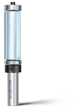 WOBLLMX Fraise à affleurer à 3 flûtes de 12 mm - Roulement à billes supérieur et inférieur - Diamètre : 19 mm - Longueur de travail : 50 mm - Lame en métal dur maniable, durable et tranchante - Pour