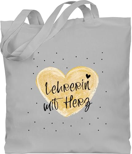 Baumwolltasche - Taschen - Lehrerin mit Herz | Lehrerin Geschenke | Abschiedsgeschenke Schule Lehrerin | Weihnachtsgeschenke Lehrerin Weihnachten Geschenk - Unisize - Hellgrau - lehrerinnen tasche