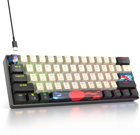 SbocKeeb 60% Clavier Gamer Mecanique pour PC, Clavier Gaming 60 Pourcent Américain QWERTY Filaire RGB Rétro-éclairé ,Compact 61 Touches Anti-ghosting pour Gamer, PC/Mac