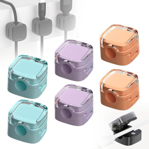 6PCS Ladekabel Magnetische Kabel Organizer Lagerung Holde, 2024 New Magnetic Cable Clips, Kabelhalter Selbstklebend, Kabel Organizer Selbstklebend für Schreibtisch (Mixed colours)