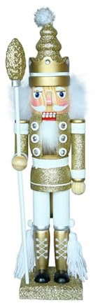 ZaH 16 Inch Wooden Nutcracker Ornaments Christmas Decorations Holiday Decor Kids Toys Nutcracker Puppets, Gold