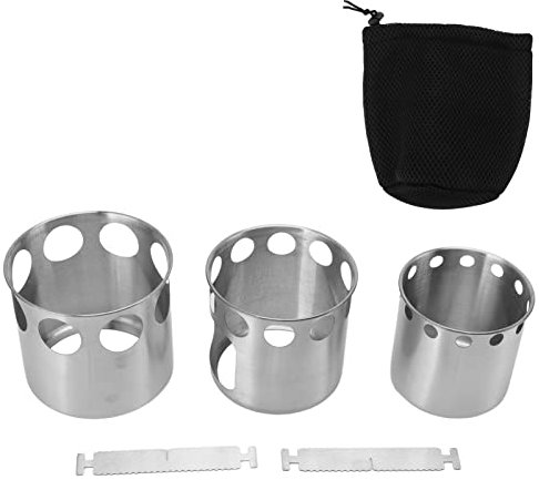 ANKROYU Fornello da campeggio all'aperto in acciaio inossidabile, Fornello a legna da esterno, Fornello da campeggio a legna, Set fornello da campeggio a legna per foglie di rami