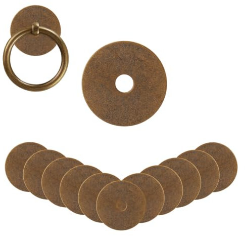 SUPERFINDINGS 12 Pezzi di Rondelle di Piastra Posteriore in Ottone Rotondo Bronzo Antico Guarnizione 1.16 Pollici Hardware Classico per Decorazione di Mobili per Armadietto Armadio