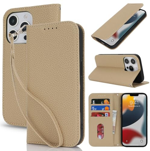 Lipvina Handyhülle für iPhone 13 Pro Max / 12 Pro Max.Premium PU-Leder Handyhülle mit Kartenfach,Standfunktion,RFID-Schutz.Klapphülle und Handytasche aus lederhülle,Braun