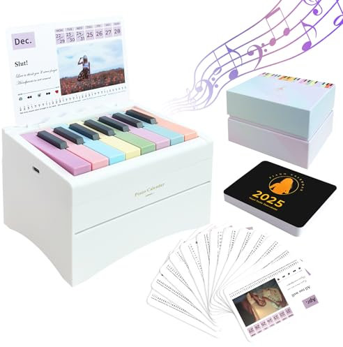 Klavierkalender 2025 Tischkalender, Spielbarer Klaviertischkalender 2025, Swift Mini-Kalender mit 52 Notenpunkten, Mini-Kalender 27 Karten, Geschenke für Swift Fans Wohnkultur - Weiß