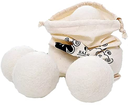 HAOHIZE Wolltrocknerbälle, 6 Stück, Trocknerbälle, wiederverwendbar, Wollwäschebälle, Weichspüler, Wolltrockner mit Kordelzug, zur Beschleunigung der Trocknungszeit, Reduzierung