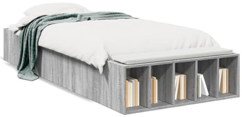Festnight Bett 90x200 cm mit Stauraum Bettgestell Holz Jugendbett Doppelbett Holzbett Einzelbetten ohne Kopfteil Bettrahmen Funktionsbett Schlafzimmer Bett Jugendzimmer