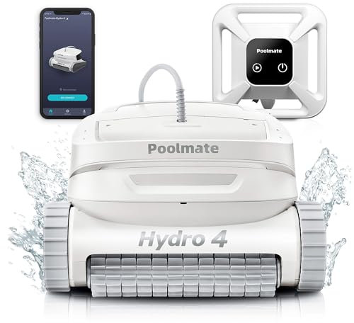 Poolmate Hydro 4 - Limpiador robótico inalámbrico para piscinas enterradas con control de aplicación, cesta de filtro de 4.1 L, aspiradora robot de piscina de tiempo de funcionamiento de 210 minutos,