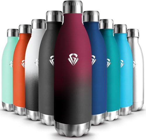 HoneyHolly Edelstahl Trinkflasche, 1L Thermosflasche, BPA-Frei, Wasserflasche Sport, Auslaufsicher Wasserflasche, Trinkflasche Kohlensäure Geeignet, Thermoskanne für Gym, Fitness, Fahrrad