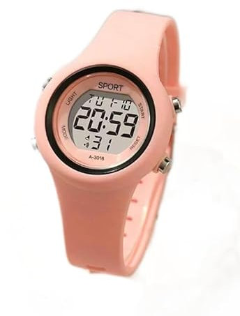 ALCENTIS Montre Femme Numérique Silicone - Multifonctionnelle, Design Sportif & Décontracté - Comprend Chronomètre, Réveil, Fonction Date (Rose Orange)