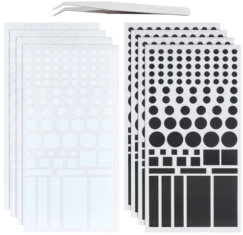 BENECREAT 8 Blatt LED Lichtblockierungsaufkleber Schwarz Weiß Aufkleber Zum Dimmen Des Lichts 50% Dimmen von LED Cover Aufklebern Für Uhren Router Controller (Mit Pinzette)