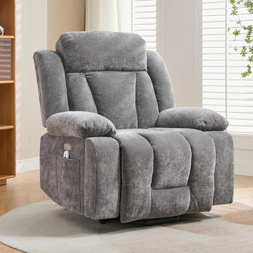 ModernLuxe Electric Power Lift Recliner Chair, Comfortable Armchair with Massage and Heat Functions for Elderly, Stylish Massage Chair with Convenient Storage Pocket, Cup Holders, USB Ports, Grey
