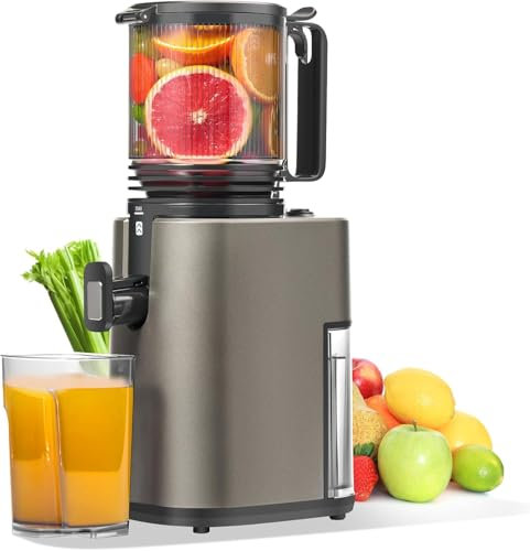 Estrattore Frutta e Verdura, Estrattore di succo con apertura di 14cm, Capacità 2L Juicer Machine Adatta a Frutta e Verdure,Facile pulito (Grigio Opaco)