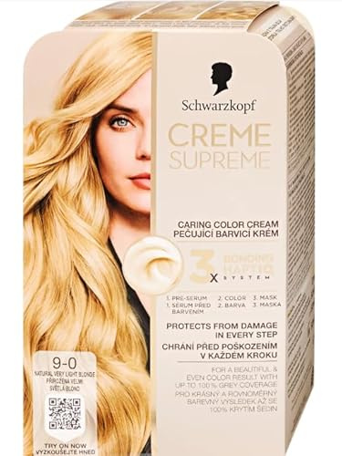 Schwarzkopf CREME SUPREME, Hair dye 9-0 Natural Very Light Blonde, Pack of 1