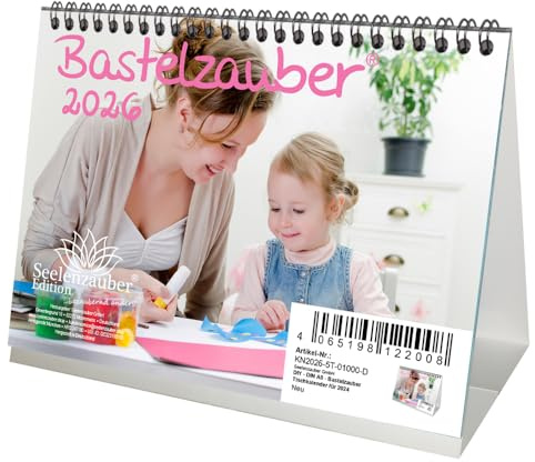DIY - DIN A5 - Bastelzauber Tischkalender für 2026 - Seelenzauber - Geschenkset: 1x Kalender, 1x Weihnachtsanhänger (2 Teile)