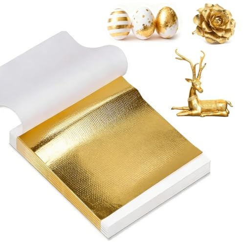 200 Hojas Pan de Oro, 8,5 x 8 cm Pan de Oro de Imitación para Artes | Papel de Oro Manualidades, para Pintar, Arte de Uñas, Maquillaje, Manualidades, Artesanía de Dorado, Decoración de Muebles