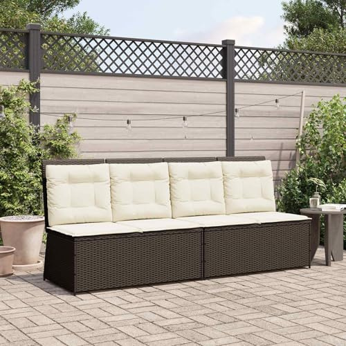 Runheo Gartenbank Braun Poly-Rattan, Verstellbare Rückenlehne, 110 cm Breite, Wetterfestes Outdoor-Möbel für Terrasse, Balkon, Garten, Langlebig