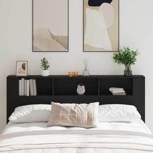 Frdhee Bett Kopfteil, Kopfteil Schrank Schwarze Eiche 200 x 18,5 x 104,5 cm Wandschutz Bett für Schlafzimmer, Kinderzimmer, Büro