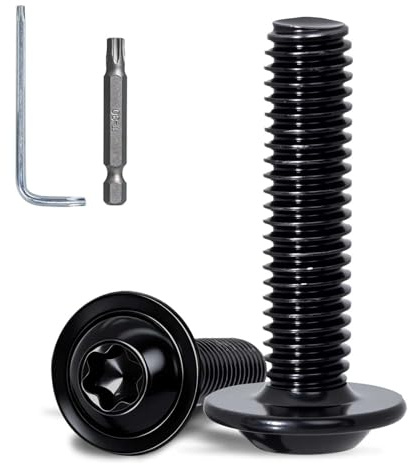 KINETOX 30 pezzi viti a testa bombata con flangia M6 x 16 mm Torx Nero, viti in acciaio inox A2 V2A, viti a testa piatta, viti per macchine, per case PC, accessori per biciclette e riparazioni
