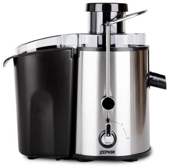 Zephir Centrifuga Deluxe In Acciaio 450W, 2 Velocità, Bocca Larga 65 Mm, Filtro In Acciaio Inox, Bicchiere 500 Ml, Vaschetta Residui 1L, Ultracompatta