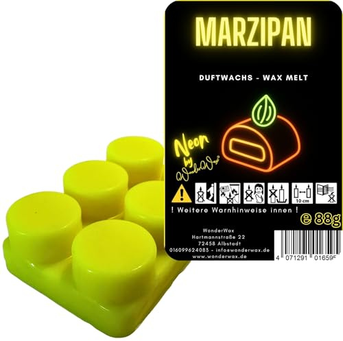 WonderWax Neon Duftriegel 6 x Duftwachs Kreise Wachsmelt Duftwachs Raumduft für Duftlampen Soja Wachs Melts Duftmelt Aroma Wellnes Kerzen Wärmer Wax Tarts Marzipan