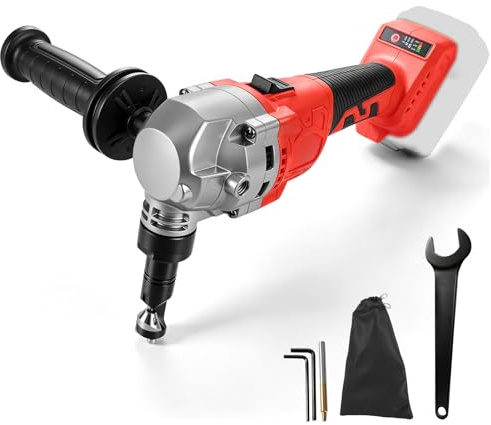 Blechknabber Knabber Blechknabber Kompatibel mit Milwaukee M 18V Akku, 1900SPM 800W Bürstenlose 3 Geschwindigkeiten 360° Drehbarem Knabberkopf für Edelstahl und Aluminium(ohne Akku) (Rot)
