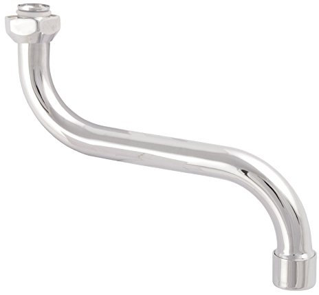 Sanitop-Wingenroth S-Auslauf für Wandarmatur | 150 mm | S-Rohrauslauf mit Mischdüse M22 | Schwenkbarer Auslauf für Wandbatterie | Überwurf mit Typ 3/4 IG | Metall in chrom | 23109 1