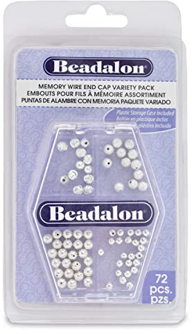 Beadalon 72-Piece Memory Wire End Cap, Variety Pack