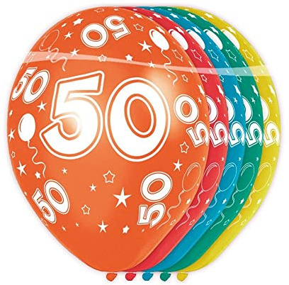 Folat - 50 Years Metallic Helium Balloons for Party Decoration - Multicolor - 12In / 30cm - 5 pieces
