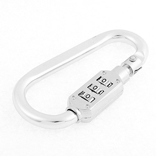 sourcingmap Resettable Combination Number 3 Digit Padlock Carabiners Silver Tone