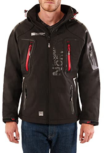 Geographical Norway TECHNO BELL BLACK Homme softshell Souple Fonctionnel Veste d'extérieur Hydrofuge (L)