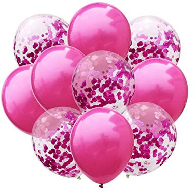 Oblique Unique® Konfetti Luftballon Set für Hochzeit JGA Geburtstag Feier Jubiläum Baby Shower Party Deko Ballons Pink